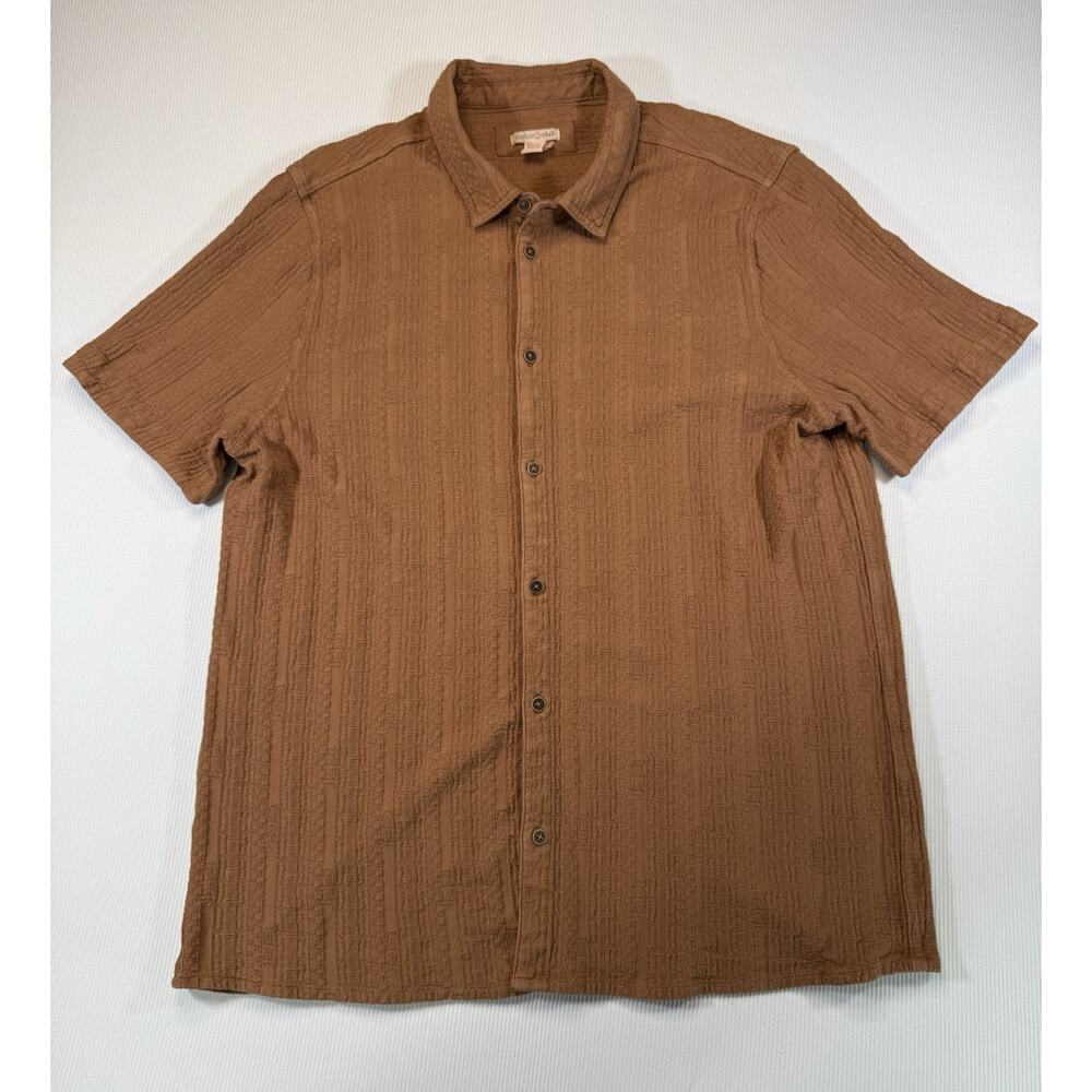Carbon2Cobalt Textured Button Front Shirt XL Rust Cotton